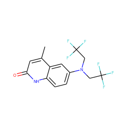 Cc1cc(=O)[nH]c2ccc(N(CC(F)(F)F)CC(F)(F)F)cc12 ZINC000014968492