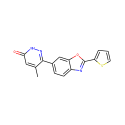 Cc1cc(=O)[nH]nc1-c1ccc2nc(-c3cccs3)oc2c1 ZINC000168443534