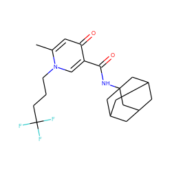 Cc1cc(=O)c(C(=O)NC23CC4CC(CC(C4)C2)C3)cn1CCCC(F)(F)F ZINC000095556219