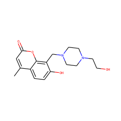 Cc1cc(=O)oc2c(CN3CCN(CCO)CC3)c(O)ccc12 ZINC000019682087