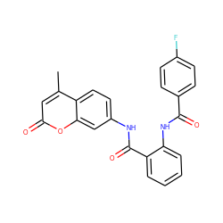 Cc1cc(=O)oc2cc(NC(=O)c3ccccc3NC(=O)c3ccc(F)cc3)ccc12 ZINC001772631352