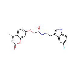 Cc1cc(=O)oc2cc(OCC(=O)NCCc3c[nH]c4ccc(F)cc34)ccc12 ZINC000006662383