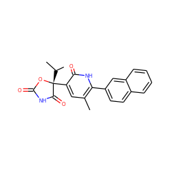 Cc1cc([C@@]2(C(C)C)OC(=O)NC2=O)c(=O)[nH]c1-c1ccc2ccccc2c1 ZINC000071341827