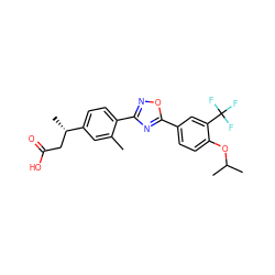 Cc1cc([C@@H](C)CC(=O)O)ccc1-c1noc(-c2ccc(OC(C)C)c(C(F)(F)F)c2)n1 ZINC000014978149