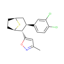 Cc1cc([C@@H]2[C@H]3CC[C@@H](C[C@H]2c2ccc(Cl)c(Cl)c2)S3)on1 ZINC000066111514