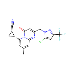 Cc1cc([C@@H]2C[C@H]2C#N)n2c(=O)cc(Cn3nc(C(F)(F)F)cc3Cl)nc2c1 ZINC001772583952