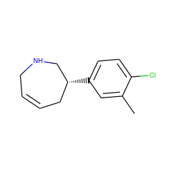 Cc1cc([C@@H]2CC=CCNC2)ccc1Cl ZINC000095584929