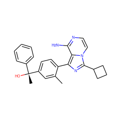 Cc1cc([C@](C)(O)c2ccccc2)ccc1-c1nc(C2CCC2)n2ccnc(N)c12 ZINC000096168103