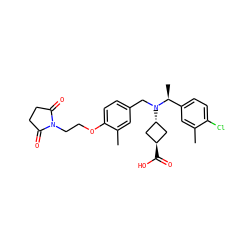 Cc1cc([C@H](C)N(Cc2ccc(OCCN3C(=O)CCC3=O)c(C)c2)[C@H]2C[C@H](C(=O)O)C2)ccc1Cl ZINC000473179736