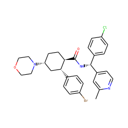 Cc1cc([C@H](NC(=O)[C@@H]2CC[C@@H](N3CCOCC3)C[C@H]2c2ccc(Br)cc2)c2ccc(Cl)cc2)ccn1 ZINC000103283333