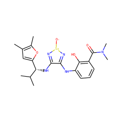 Cc1cc([C@H](Nc2n[s+]([O-])nc2Nc2cccc(C(=O)N(C)C)c2O)C(C)C)oc1C ZINC000253666863