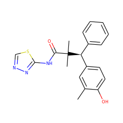 Cc1cc([C@H](c2ccccc2)C(C)(C)C(=O)Nc2nncs2)ccc1O ZINC000072110233