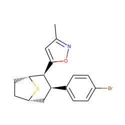 Cc1cc([C@H]2[C@@H](c3ccc(Br)cc3)C[C@@H]3CC[C@H]2S3)on1 ZINC000066100243