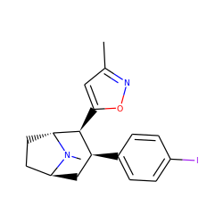 Cc1cc([C@H]2[C@@H](c3ccc(I)cc3)C[C@H]3CC[C@H]2N3C)on1 ZINC000100773673