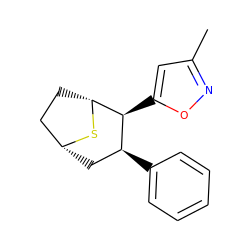 Cc1cc([C@H]2[C@@H](c3ccccc3)C[C@@H]3CC[C@H]2S3)on1 ZINC000066111801