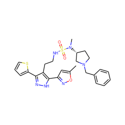 Cc1cc(-c2[nH]nc(-c3cccs3)c2CCNS(=O)(=O)N(C)[C@@H]2CCN(Cc3ccccc3)C2)no1 ZINC000072173088