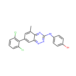 Cc1cc(-c2c(Cl)cccc2Cl)cc2nnc(Nc3ccc(O)cc3)nc12 ZINC000096167808