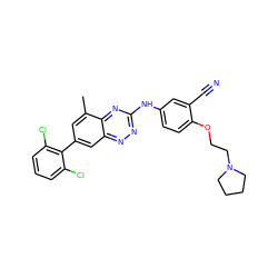 Cc1cc(-c2c(Cl)cccc2Cl)cc2nnc(Nc3ccc(OCCN4CCCC4)c(C#N)c3)nc12 ZINC000096167736