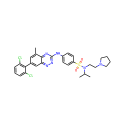 Cc1cc(-c2c(Cl)cccc2Cl)cc2nnc(Nc3ccc(S(=O)(=O)N(CCN4CCCC4)C(C)C)cc3)nc12 ZINC000096167805