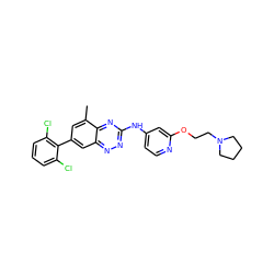 Cc1cc(-c2c(Cl)cccc2Cl)cc2nnc(Nc3ccnc(OCCN4CCCC4)c3)nc12 ZINC000096167747