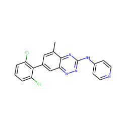 Cc1cc(-c2c(Cl)cccc2Cl)cc2nnc(Nc3ccncc3)nc12 ZINC000034613083