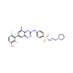 Cc1cc(-c2c(F)ccc(O)c2F)cc2nnc(Nc3ccc(S(=O)(=O)NCCN4CCCC4)cc3)nc12 ZINC000028957693