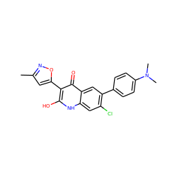 Cc1cc(-c2c(O)[nH]c3cc(Cl)c(-c4ccc(N(C)C)cc4)cc3c2=O)on1 ZINC001772592257