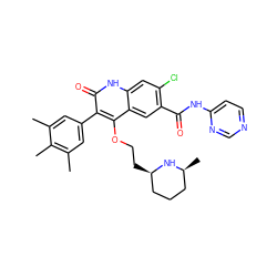 Cc1cc(-c2c(OCC[C@@H]3CCC[C@H](C)N3)c3cc(C(=O)Nc4ccncn4)c(Cl)cc3[nH]c2=O)cc(C)c1C ZINC000029470575