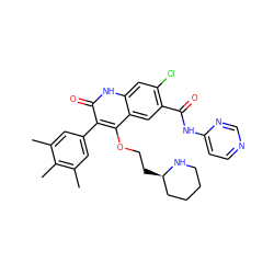 Cc1cc(-c2c(OCC[C@@H]3CCCCN3)c3cc(C(=O)Nc4ccncn4)c(Cl)cc3[nH]c2=O)cc(C)c1C ZINC000029467639