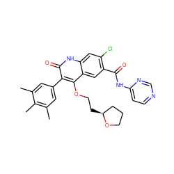 Cc1cc(-c2c(OCC[C@H]3CCCO3)c3cc(C(=O)Nc4ccncn4)c(Cl)cc3[nH]c2=O)cc(C)c1C ZINC000003942361