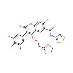 Cc1cc(-c2c(OCCC3OCCO3)c3cc(C(=O)Nc4cnsn4)c(Cl)cc3[nH]c2=O)cc(C)c1C ZINC000001494307