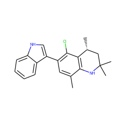 Cc1cc(-c2c[nH]c3ccccc23)c(Cl)c2c1NC(C)(C)C[C@H]2C ZINC000029043638