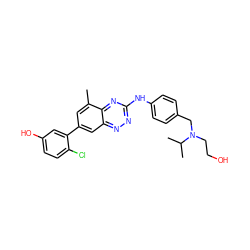 Cc1cc(-c2cc(O)ccc2Cl)cc2nnc(Nc3ccc(CN(CCO)C(C)C)cc3)nc12 ZINC000034607893