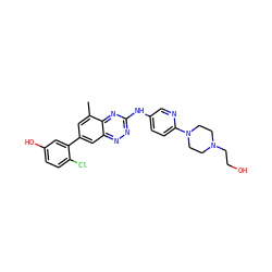 Cc1cc(-c2cc(O)ccc2Cl)cc2nnc(Nc3ccc(N4CCN(CCO)CC4)nc3)nc12 ZINC000096167801