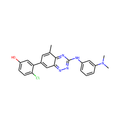 Cc1cc(-c2cc(O)ccc2Cl)cc2nnc(Nc3cccc(N(C)C)c3)nc12 ZINC000096167779