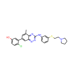 Cc1cc(-c2cc(O)ccc2Cl)cc2nnc(Nc3cccc(SCCN4CCCC4)c3)nc12 ZINC000035974801