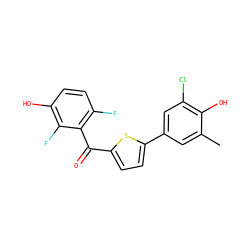 Cc1cc(-c2ccc(C(=O)c3c(F)ccc(O)c3F)s2)cc(Cl)c1O ZINC001772607474