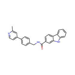 Cc1cc(-c2ccc(CNC(=O)c3ccc4c(c3)[nH]c3ccccc34)cc2)ccn1 ZINC001772581823