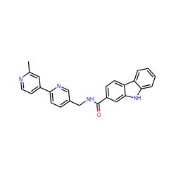 Cc1cc(-c2ccc(CNC(=O)c3ccc4c(c3)[nH]c3ccccc34)cn2)ccn1 ZINC001772646854