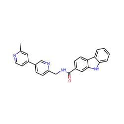 Cc1cc(-c2ccc(CNC(=O)c3ccc4c(c3)[nH]c3ccccc34)nc2)ccn1 ZINC001772612349