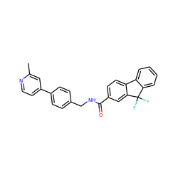 Cc1cc(-c2ccc(CNC(=O)c3ccc4c(c3)C(F)(F)c3ccccc3-4)cc2)ccn1 ZINC001772608195