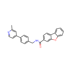 Cc1cc(-c2ccc(CNC(=O)c3ccc4c(c3)oc3ccccc34)cc2)ccn1 ZINC001772654237