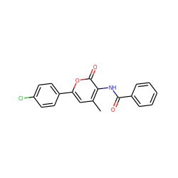 Cc1cc(-c2ccc(Cl)cc2)oc(=O)c1NC(=O)c1ccccc1 ZINC000001398203