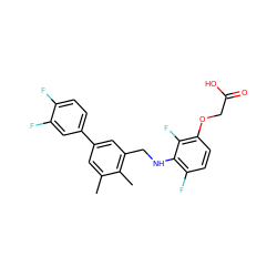 Cc1cc(-c2ccc(F)c(F)c2)cc(CNc2c(F)ccc(OCC(=O)O)c2F)c1C ZINC000218873328