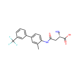 Cc1cc(-c2cccc(C(F)(F)F)c2)ccc1NC(=O)C[C@H](N)C(=O)O ZINC000028528612