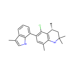 Cc1cc(-c2cccc3c(C)c[nH]c23)c(Cl)c2c1NC(C)(C)C[C@H]2C ZINC000029043493