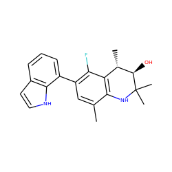 Cc1cc(-c2cccc3cc[nH]c23)c(F)c2c1NC(C)(C)[C@H](O)[C@H]2C ZINC000066076089