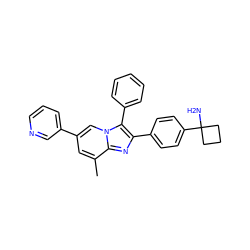 Cc1cc(-c2cccnc2)cn2c(-c3ccccc3)c(-c3ccc(C4(N)CCC4)cc3)nc12 ZINC000168270766