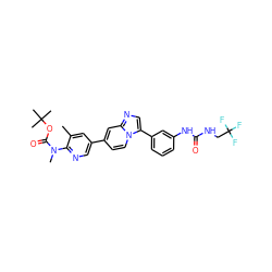 Cc1cc(-c2ccn3c(-c4cccc(NC(=O)NCC(F)(F)F)c4)cnc3c2)cnc1N(C)C(=O)OC(C)(C)C ZINC000146941768