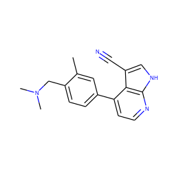 Cc1cc(-c2ccnc3[nH]cc(C#N)c23)ccc1CN(C)C ZINC000219690481